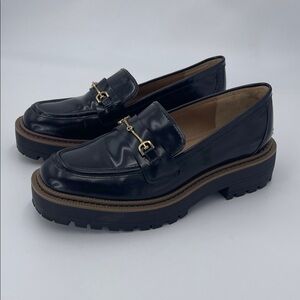 Sam Edelman Black Loafers with Gold Accents